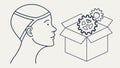Mind Exploring Ideas from Box, Innovation and Thinking, vector design Generative AI Royalty Free Stock Photo