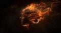 Mind on Fire Visualization fiery brain on black background Royalty Free Stock Photo