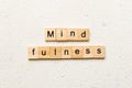 mind fulness word written on wood block. mind fulness text on table, concept Royalty Free Stock Photo