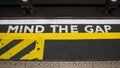 Mind the gap sign in London underground