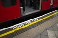 Mind the gap sign, on the London Underground Royalty Free Stock Photo