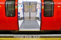 Mind the gap sign on the platform in the London Underground Royalty Free Stock Photo