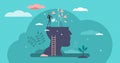 Mind growth progress concept, flat tiny person vector illustration