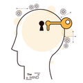 The mind human head key hole gear Royalty Free Stock Photo