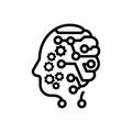 Black line icon for Mind, headpiece and sense