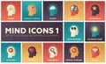 Mind icons - modern set of flat design infographics elements