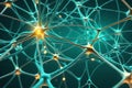 Mind Illumination: Human Mind Conceptualized as a Luminous 3D Network of Neurons, Emanating a Soft Glow Over a Matte Terrain