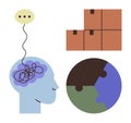 Mind, Logistics, and Global Connection Concept with Puzzle Globe and Thought Process Royalty Free Stock Photo