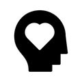 Mind love glyph vector icon