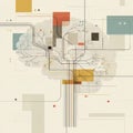 Mind map connecting branches with colorful lines and geometric shapes