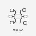 Mind map flat logo, project management, brainstorm icon. Data visualization vector illustration. Sign for business