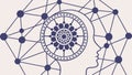 Mind & Network Connections, Abstract Intellectual Tech, vector design Generative AI Royalty Free Stock Photo