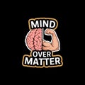 Mind Over Matter brain vs. biceps icon split, clever visual metaphor, with thick white sticker-style outline around the design, Royalty Free Stock Photo