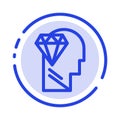 Mind, Perfection, Diamond, Head Blue Dotted Line Line Icon