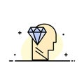 Mind, Perfection, Diamond, Head Business Logo Template. Flat Color