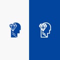 Mind, Perfection, Diamond, Head Line and Glyph Solid icon Blue banner Line and Glyph Solid icon Blue banner