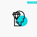 Mind, Perfection, Diamond, Head turquoise highlight circle point Vector icon