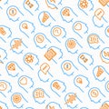 Mind process seamless pattern with thin line icons