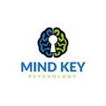Mind Psychology Key Brain Smart Logo Vector
