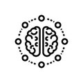Black line icon for Mind share, thought and neurone