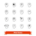 Mind states thin line art icons set Royalty Free Stock Photo