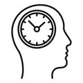 Mind time working icon, outline style