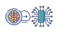 Mind to Machine: Brain Interacting with Digital Circuits, vector design Generative AI Royalty Free Stock Photo