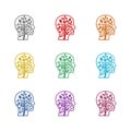 Mind Tree Brain icon isolated on white background. Set icons colorful