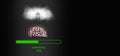 Mind uploading, Brain upload concept. Data and information are uploaded to the cloud system with a progress bar and percentage