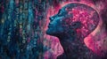 Mind Watercolor Portrait Surreal watercolor portrait of a cybernetic human symbolizing technology consciousness connection Royalty Free Stock Photo