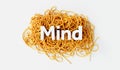 Mind word on a tangled pile of string. mental health and personal development. 3D Rendering