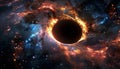 94 Mindbending 3D cartoon cosmic phenomenon of a black hole devouring stars Royalty Free Stock Photo