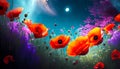 Mindblowing poppies - AI generated art Royalty Free Stock Photo