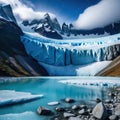 mindblowing scene of glaciers with frozen lake and Royalty Free Stock Photo