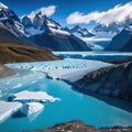 mindblowing scene of glaciers with frozen lake and Royalty Free Stock Photo