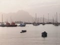 Sailboats moored in Mindelo harbour, Sao Vicente island Cape Verde