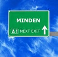 MINDEN road sign against clear blue sky Royalty Free Stock Photo