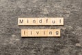 mindful living word written on wood block. mindful living text on table, concept Royalty Free Stock Photo