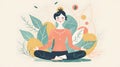 Mindful Meditation background illustration design, self care, love, healthy, art, Generative AI