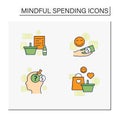 Mindful spendings color icons set