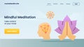 Mindfull meditation take control of your mind landing page modern cartoon flat blue color style isolated background