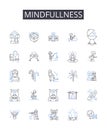 Mindfullness line icons collection. Promote, Marketing, Branding, Commercial, Promotional, Advertorial, Publicity vector