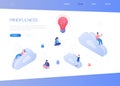 Mindfulness concept - modern isometric vector web banner