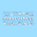 Mindfulness, conscious eating word concepts banner. Healthcare, mindful nutrition. Infographics with linear icons on