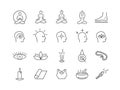 Mindfulness and meditation concept vector outline icons set. Collection of elements for self-awareness, emotional Royalty Free Stock Photo
