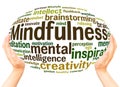 Mindfulness word cloud hand sphere concept Royalty Free Stock Photo