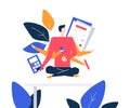 Mindfulness at work - colorful flat design style illustration
