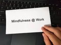 Impact of covid-19 coronavirus pandemicA person pressing keyboard key with the word HELP.Mindfulness at work. Wellness in office.