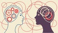 Minds connected in abstract thought and communication, vector design Generative AI Royalty Free Stock Photo
