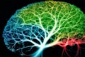 Minds Symphony. Unveiling the Intricate Dance of the Human Brain. A beautiful abstract human brain. Generative AI